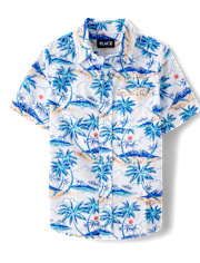 Boys Tropical Poplin Button Up Shirt The Children`s Place