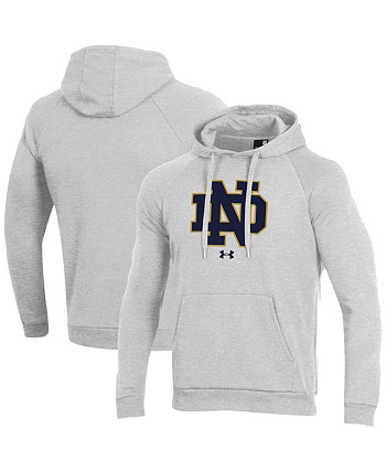 Мужской серый пуловер с капюшоном реглан с логотипом Notre Dame Fighting Irish Primary School на весь день Under Armour
