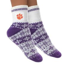 Women's ZooZatz Clemson Tigers Fuzzy Holiday Crew Socks Unbranded