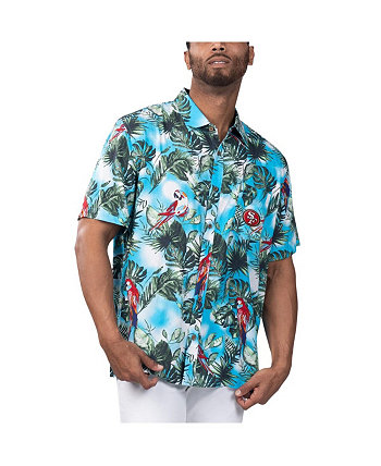 Men's Light Blue San Francisco 49ers Jungle Parrot Party Button-Up Shirt Margaritaville