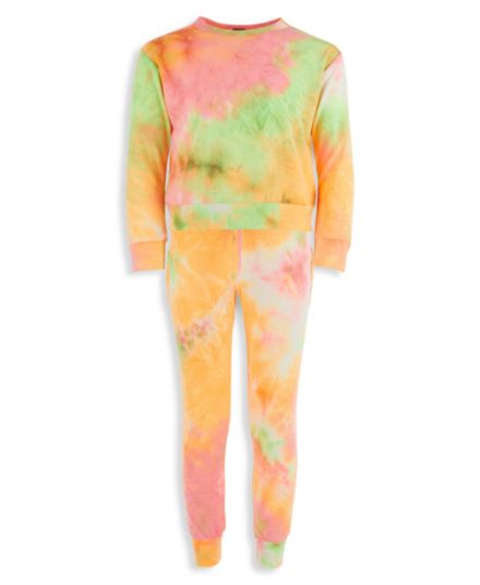 Little Girl&#8217;s &amp; Girl's 2-Piece Tie Dye French Terry Sweatshirt &amp; Joggers Set Cover Girl