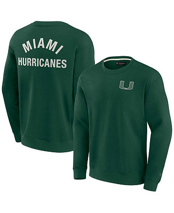 Зеленый супермягкий пуловер с круглым вырезом для мужчин и женщин Miami Hurricanes Fanatics Signature