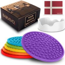 Silicone Coasters With Holder, Perfect Durable Coaster, Anti Slip, Suitable For All Drinks Barvivo