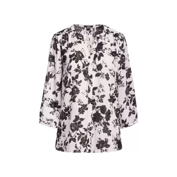Блузка с защипами и цветочным принтом Penrose NYDJ