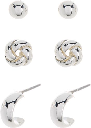 Серьги-гвоздики и кольца с узлом - набор из 3 шт. LAUREN