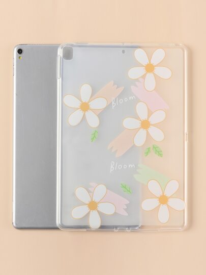 Чехол совместимый с iPad прозрачный с цветочным узором SHEIN