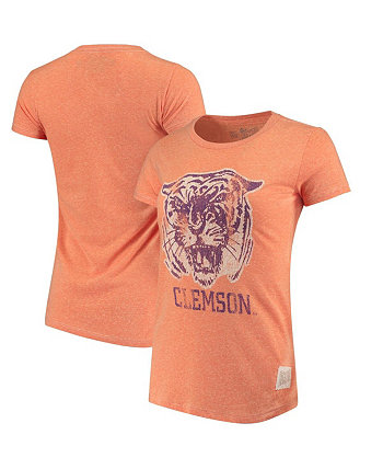 Женская футболка с круглым вырезом Heather Orange Clemson Tigers Tri-Blend Original Retro Brand