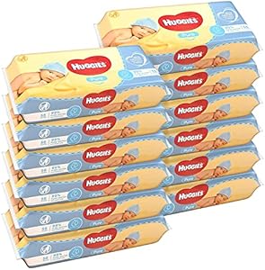 Huggies Baby Wipes Pure Water Fragrance Free Wipes, 56 Count (Pack of 12) Total 672 Wipes Huggies