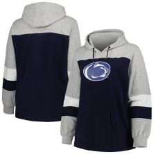 Women's Navy Penn State Nittany Lions Plus Size Color-Block Pullover Hoodie Unbranded