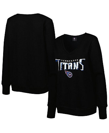 Женская черная толстовка Tennessee Titans с пайетками и логотипом с v-образным вырезом Cuce