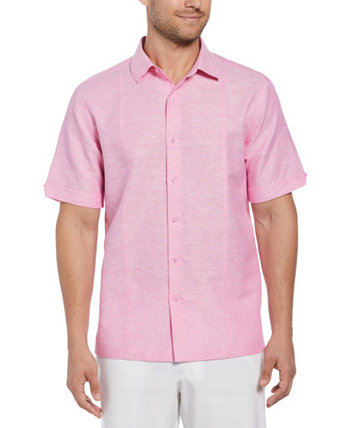 Мужская рубашка классического кроя из смесового льна с короткими рукавами и пуговицами спереди Cubavera