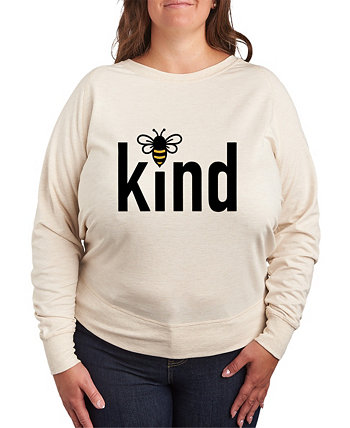 Большого размера худи Trendy с графическим принтом 'Bee Kind' и длинными рукавами, из мягкого френч-тега Hybrid Apparel