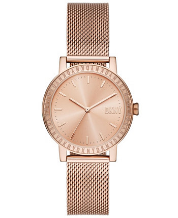 Women's Soho D Three-Hand Rose Gold-Tone Stainless Steel Watch 34mm DKNY