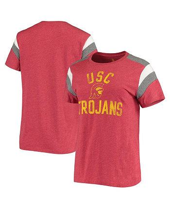 Женская футболка со вставкой на рукавах Cardinal USC Trojans Jolie из меланжевой ткани 289c Apparel