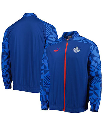 Мужская голубая предматчевая тренировочная куртка реглан с молнией во всю длину для сборной Исландии PUMA