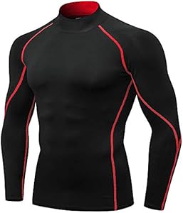 Men's Mock Compression Shirt UPF 50+ Long Sleeve Turtleneck Undershirts Baselayer Athletic Running T-Shirts Top Cargfm