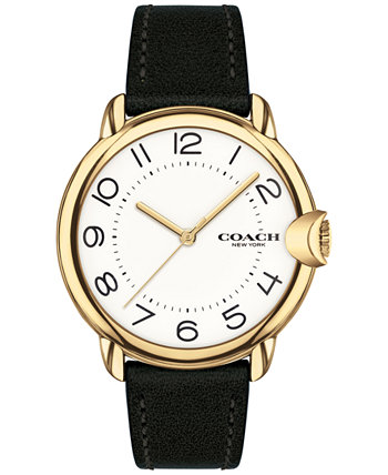 Женские часы Arden с черным кожаным ремешком, 36 мм COACH