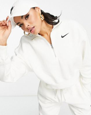 Женский свитер Nike Phoenix Fleece с половинчатой молнией в цвете офф-вайт Nike