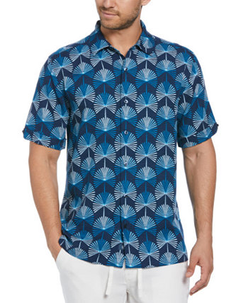 Мужская рубашка с коротким рукавом и пуговицами с геометрическим ботаническим принтом Cubavera