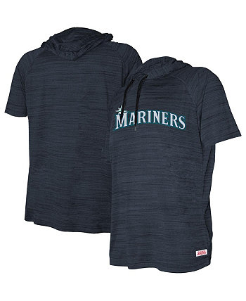 Youth Boys and Girls Heather Navy Seattle Mariners Raglan Short Sleeve Pullover Hoodie Stitches