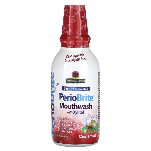 PerioBrite, Натуральная жидкость для полоскания рта, корица, 16 жидких унций (480 мл) Nature's Answer