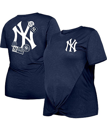 Женская темно-синяя футболка больших размеров с узлом спереди New York Yankees Two-Hit New Era