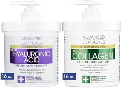 Advanced Clinicals Collagen Body Cream Moisturizer Lotion + Collagen Body Oil Skin Care 2 Piece Set – Tightening, Firming, & Hydrating Skin Care Set To Reduce Crepey Skin, Wrinkles, & Stretch Marks Advanced Clinicals