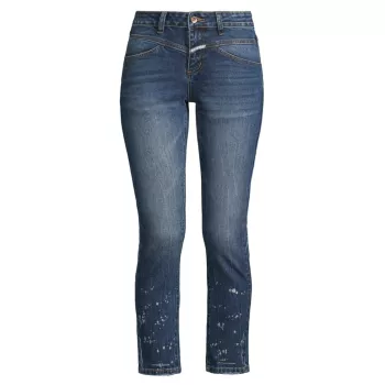Отбеленные узкие укороченные джинсы со средней посадкой стрейч Denim Bay