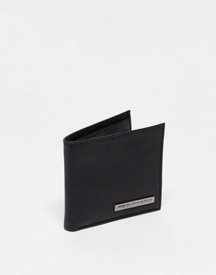 French Connection classic leather bi-fold metal bar wallet in black French Connection