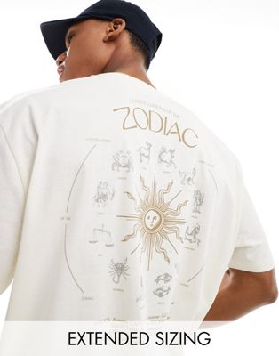 ASOS DESIGN oversized t-shirt in beige with celestial zodiac back print ASOS DESIGN