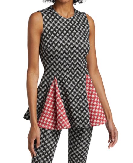 Fitted Houndstooth Godet Top Rosetta Getty