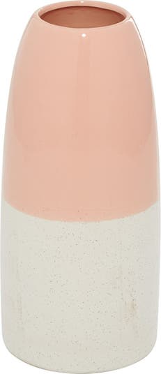 Розовая керамическая современная ваза - 11 дюймов x 5 дюймов x 5 дюймов GINGER AND BIRCH STUDIO