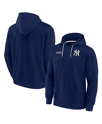 Мужской и женский темно-синий супермягкий флисовый пуловер с капюшоном New York Yankees Fanatics Signature