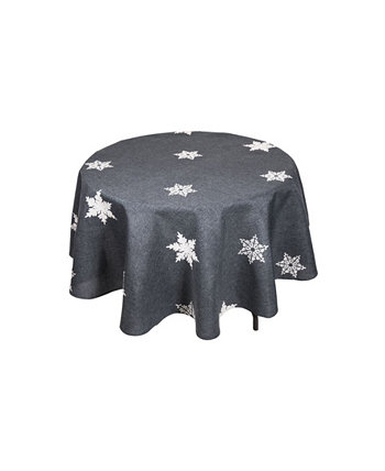 Рождественская круглая скатерть Glisten Snowflake с вышивкой, 70 дюймов Xia Home Fashions