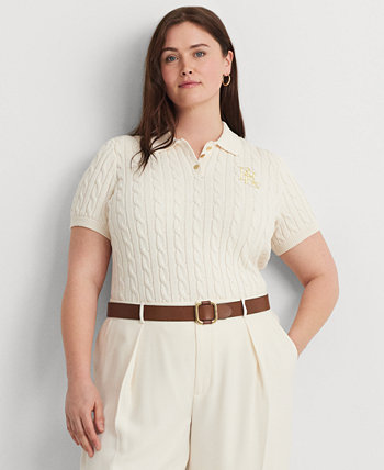 Женская футболка-поло в крупную вязку Plus Size LAUREN Ralph Lauren LAUREN Ralph Lauren