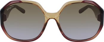 Солнцезащитные очки Gancio 60 мм с геометрическим рисунком Salvatore Ferragamo