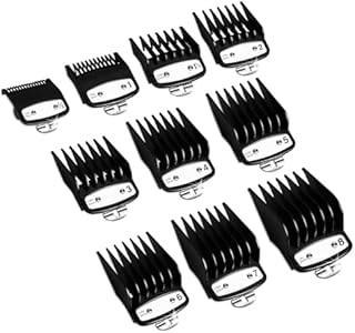 CR8GR8 for Wahl Clipper Guards Set, 10 Pcs Compatible with Wahl Guards for Clippers from 1/16” to 1”, Universal Barber Guards with Metal Clip fits for All Wahl Clippers Combs #3170-400, Black Cr8Gr8