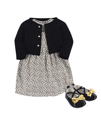 Детский леопардовый кардиган для девочек, комплект обуви и одежды, набор из 3 Little Treasure