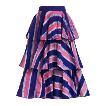 Полосатая многоуровневая юбка-миди с оборками Studio 189