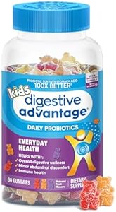 Digestive Advantage Probiotics For Digestive Health, Kids Probiotic Gummies (Жевательные конфеты), Daily Probiotics For Women, Men & Kids Minor Abdominal Discomfort, & Gut Health, 80ct Natural Fruit Flavors Digestive Advantage