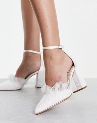 Be Mine Bridal Megan tulle block heeled shoes in ivory  Be Mine