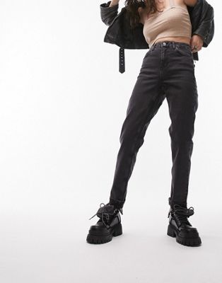 Черные комфортные эластичные джинсы Topshop Mom TOPSHOP