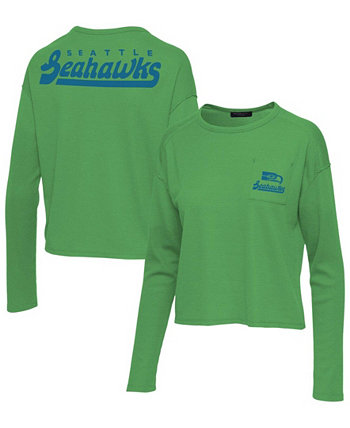 Женская неоново-зеленая футболка с длинным рукавом Seattle Seahawks Pocket Thermal Junk Food