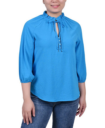 Миниатюрная блузка с рюшами и рукавами 3/4 NY Collection