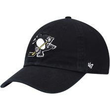 Мужская регулируемая шляпа '47 Black Pittsburgh Penguins Logo Clean Up Unbranded