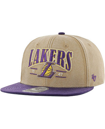 Мужская кепка цвета хаки, фиолетовая с эффектом потертости Los Angeles Lakers Chilmark Captain Snapback '47 Brand