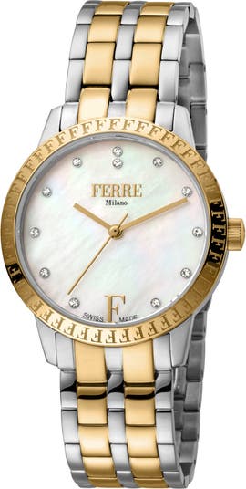 Женские часы с двухцветным браслетом, 44 мм Ferre Milano