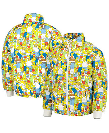 Men's White The Simpsons Family Raglan Full-Zip Puffer Jacket Freeze Max
