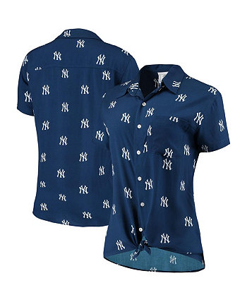 Женская темно-синяя рубашка New York Yankees на пуговицах с логотипами по всему миру FOCO