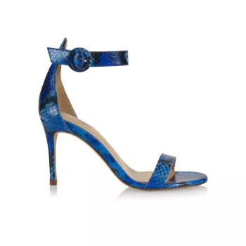 Кожаные сандалии Gisele с тиснением под змею металлизированного цвета L'AGENCE